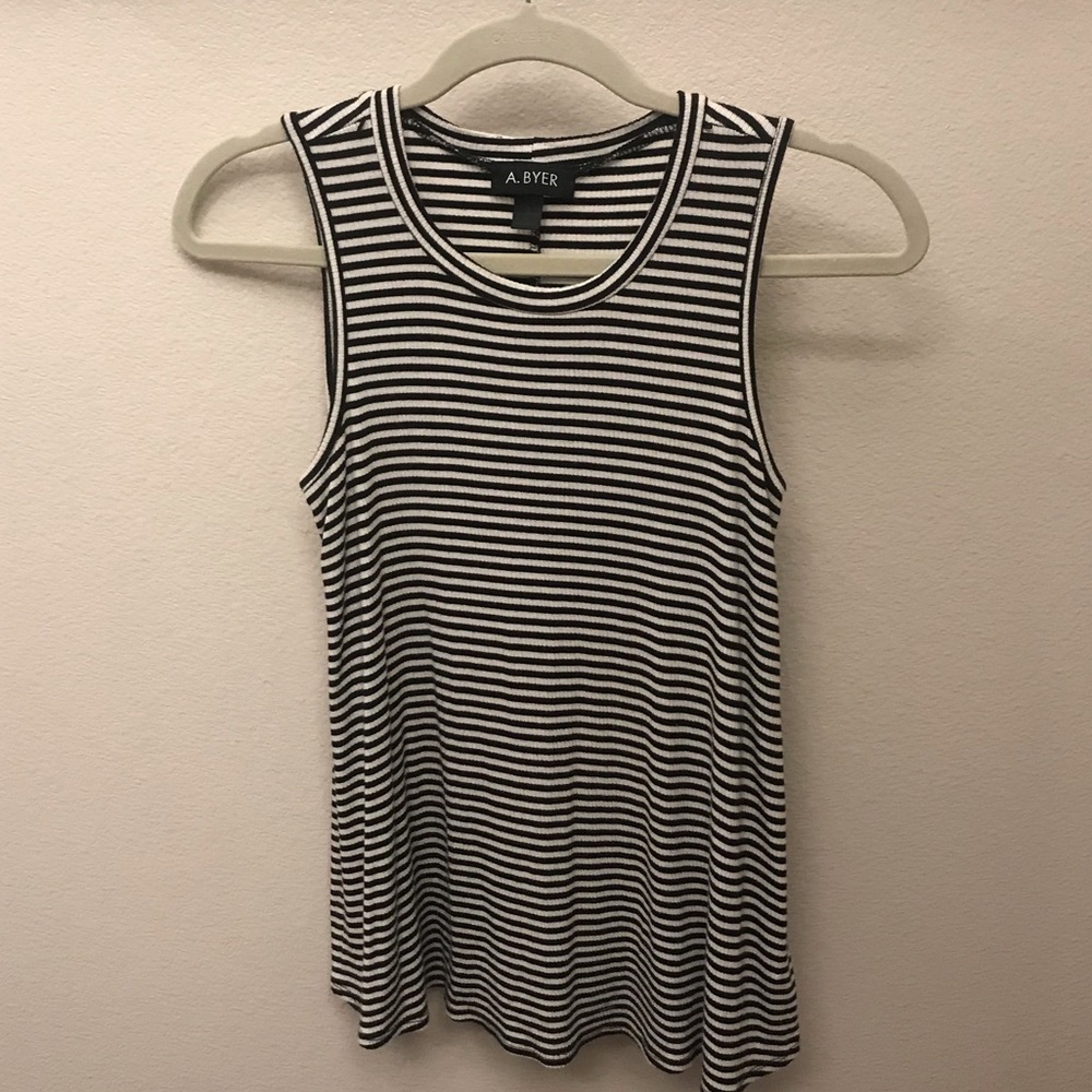 A. Byer black and white striped tank top size S